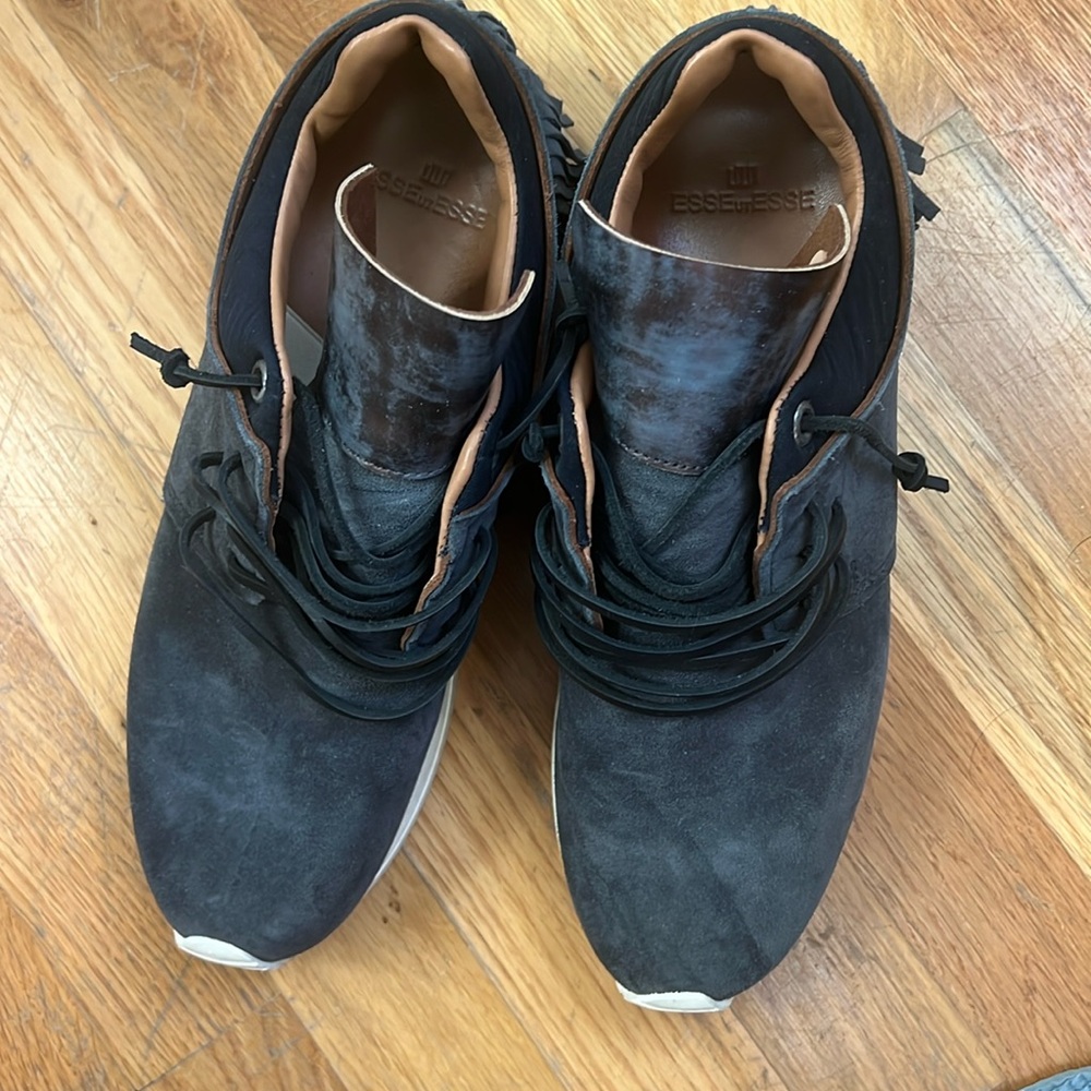 Black and Blue Sneakers with Sleek Design